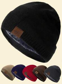 URGENTMAN 1 chiếc mũ len dệt kim thêu chữ trang trí cho nam - Mũ len ấm áp - Xem 8