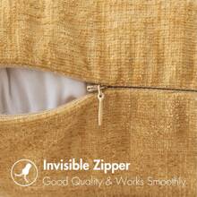 1 Vỏ gối trang trí họa tiết màu vàng trơn, Vỏ gối trang trại hiện đại họa tiết 3D thoáng khí cho phòng ngủ, phòng khách, ghế dài, xe hơi, thích hợp cho mùa xuân, hè, thu, đông - Vàng - Xem 2