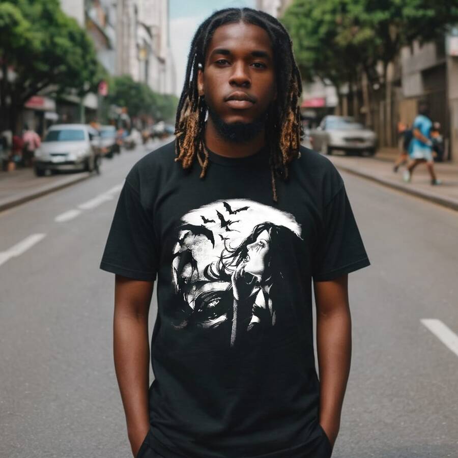 Men's T-Shirt - Vampiria - Moonshine - Rock Shirt - 黑色 - 查看 1