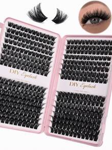 384PCS Individual Lashes Clusters DIY Lash Extensions Book, D Curl Lash Clusters Eyelash Extension At Home False Eyelashes - C - View 1