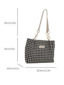 时尚条纹手提包 - 女士大容量单肩包 - 日常使用的拉链手提包 - 金属链条手提包 简约链条单肩手提包 适合少女、女大学生、新人及白领人士 非常适合办公室、工作、商务、通勤 女士最佳工作包 - 白色 - 查看 6