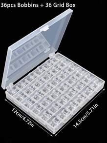 1pc Plastic Sewing Machine Bobbin Storage Box,Sewing Machine Thread Spool Case,Clear Plastic Organizer Case,25/36 Slots Empty Spool Storage Organizer And 25/36pcs Plastic Storage Bobbins