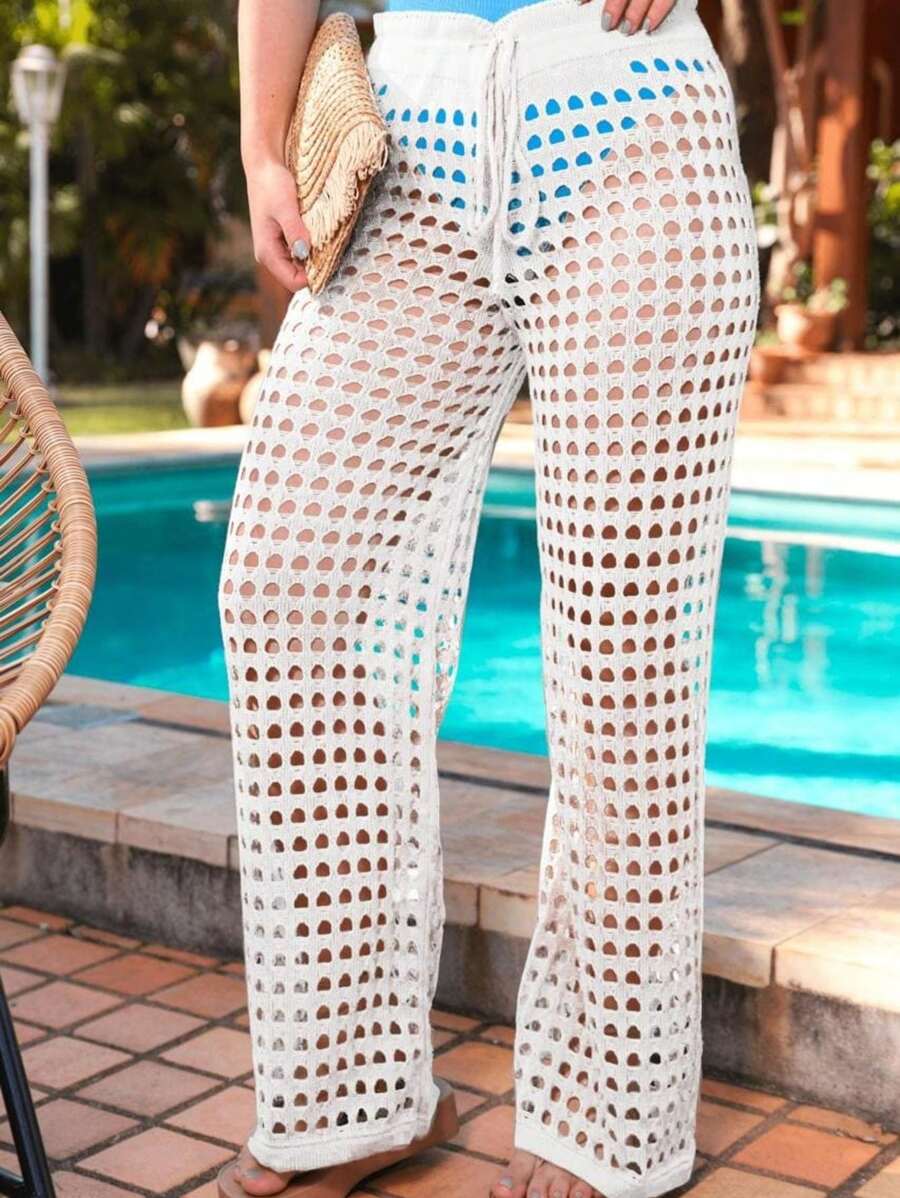 Women Sweater Pants - 白色 - 查看 1