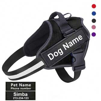 Arnés personalizado para perros SIN TIRONES, reflectante y ajustable. Arnés personalizado con identificación para perros pequeños y grandes. Suministros para mascotas para exteriores. Ornamental, con grabado, elegante, de moda, colorido, vintage, lindo, sencillo, adorable, único, personalizado, para aniversarios, para cumpleaños