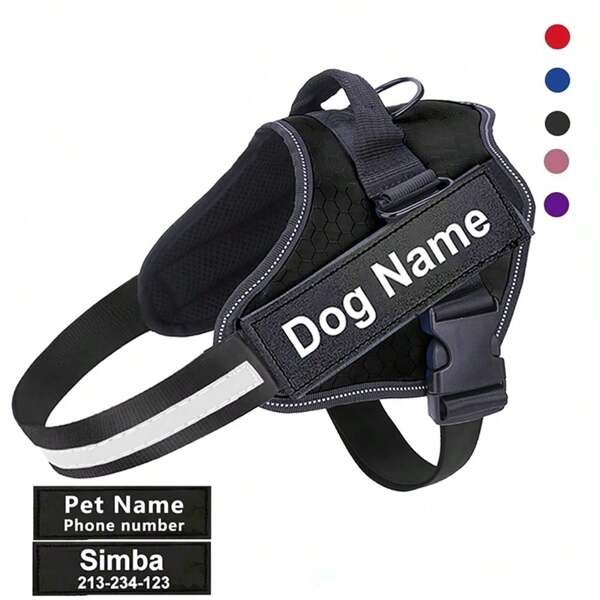 Arnés personalizado para perros SIN TIRONES, reflectante y ajustable. Arnés personalizado con identificación para perros pequeños y grandes. Suministros para mascotas para exteriores. Ornamental, con grabado, elegante, de moda, colorido, vintage, lindo, sencillo, adorable, único, personalizado, para aniversarios, para cumpleaños