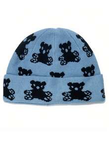 2024 秋冬可爱卡通熊针织帽，女士万圣节保暖护耳针织帽 - 彩色 - 查看 14