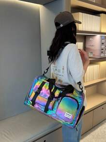 Sac de voyage grande capacité léger arc-en-ciel laser perle - organisateur de gym étanche séparation humide/sec avec compartiment à chaussures indépendant pour la saison scolaire, fitness, yoga et voyage. Sac de week-end, sac de sport, sac de voyage, sac de bagage cabine, sac d'école, sac de week-end, sac d'hôpital, sac de vacances d'hiver pour l'école, accessoires scolaires, fournitures scolaires