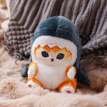 Miniso Cute Plush Toy Fried Shrimp Cat - No. 8 Cat Ornament Plush Toy Birthday Gift (Shark Cat) - Navy Blue - View 6