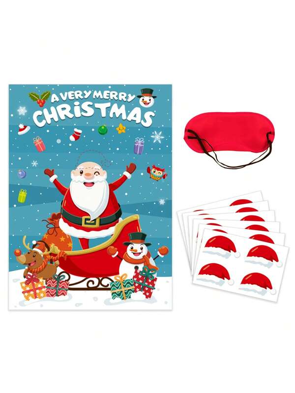 1 Set Party Supplies Cartoon Stickers Decoration Christmas Blindfold Party Game Christmas Party Supplies Pin Cow Tail Cow Christmas Game,Christmas