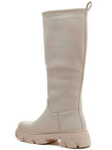 Beige Chunky Knee-High Boots – Modern Urban Style And Comfort Guaranteed - Beige - View 5