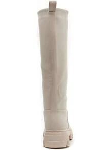 Beige Chunky Knee-High Boots – Modern Urban Style And Comfort Guaranteed - Beige - View 6