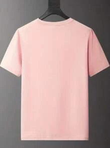 Men's 100% Cotton T-Shirt NewYork City Printed Shirt Basic Casual Blouse New Arrival - 淺粉色 - 查看 2