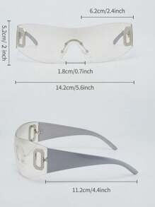 1pc Ladies' Personalized Accessory Retro Style One Piece Lens Sunglasses, Suitable For Christmas Street Beach Accessories For Women Sun Glasses Sunglasses Shades - Clear - View 6