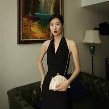 Colorful Acrylic Half Circle Triangles Clutch Bag