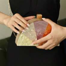 Colorful Acrylic Half Circle Triangles Clutch Bag