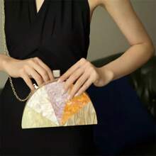 Colorful Acrylic Half Circle Triangles Clutch Bag