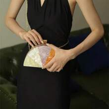 Colorful Acrylic Half Circle Triangles Clutch Bag