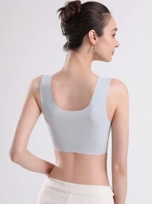 3pcs Summer Lace Small Floral Lce Silk Thin Seamless Gathered Side Breast Vest LargeSize Seamless Beautiful Back Bra One-Piece Tube Top Underwear Thin Large ChestSmall Bra - 紅色/膚色/抹茶 - 查看 4