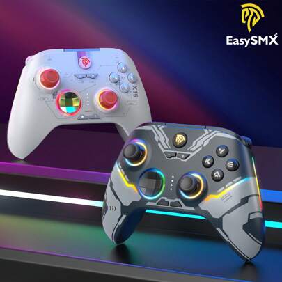 EasySMX X15 2.4G Wireless PC & Multi-Platform Gaming Controller With Vibration And Trigger Buttons, Enhanced Wireless Bluetooth Gamepad With Hall Effect Joystick/Trigger/RGB Lighting - No Joystick Drift, No Dead Zone - Compatible With Windows PC, PS3, Android, Steam, And Switch