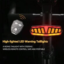 1pc Bicycle Remote Control Turn Signal Taillight, USB Rechargeable With Horn, Mountain Bike Night Riding Equipment, Smart Taillight - Black - View 2