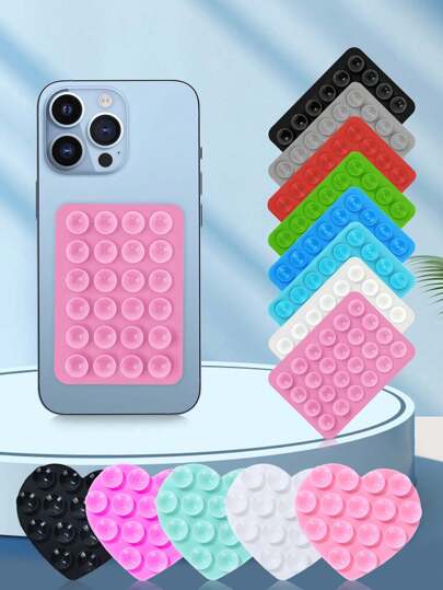 24 Stück Silikonnapf in Krake Form, 15 Stück herzförmige Silikonnapf, rechteckiger Silikonnapf Autohalterung für Handy, rutschfester Silikonnapf Handygriff Ständer, wasserdichter Klebehalter für Selfie und Video, schlanker und leichter Silikonnapf Handyhalter, Handyhalterung für die Wand