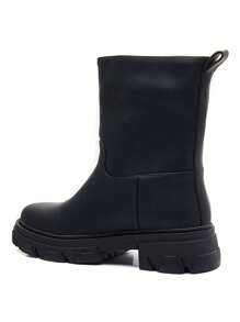 Chunky Mid-Calf Ankle Boots – Minimalist Style And Lug Sole - Black - View 6
