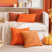 1 件砖红色（不含枕芯）多色纹理抱枕套，现代农舍雪尼尔立体纹理透气靠垫套，适用于卧室、餐厅、床、沙发、汽车、装饰、所有季节 - Rust - 查看 7