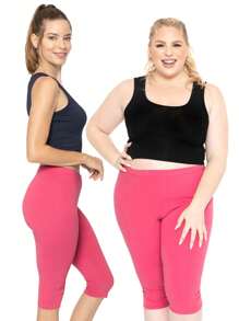 Women's Plus Size Knee-Length Capri Cotton Leggings | X-Large - 7X Adult - 玫紅色 - 查看 3