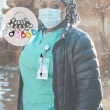 6 件硅胶挂环，助听器支架，电容笔，铅笔，圆珠笔，防丢扣保护环，带徽章卷轴的彩色笔夹，龙虾扣，适用于笔，文具，身份证挂绳，可调节项链挂绳可更换吊坠，方便医生，护士，办公室工作人员携带，钥匙链配件 - 彩色 - 查看 11