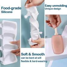 1 件可重复使用的硅胶冰淇淋模具套装，4 个腔冰棒制作器，易于释放的 DIY 冰棒模具，用于自制冰棒 - 无需电池 - 白色 - 查看 7