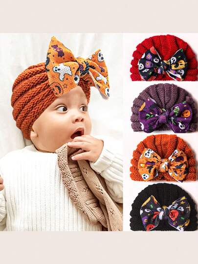 1pc Chapéu de malha de Halloween para bebê, adequado para festas, eventos e feriados, para crianças de 0 a 1 ano