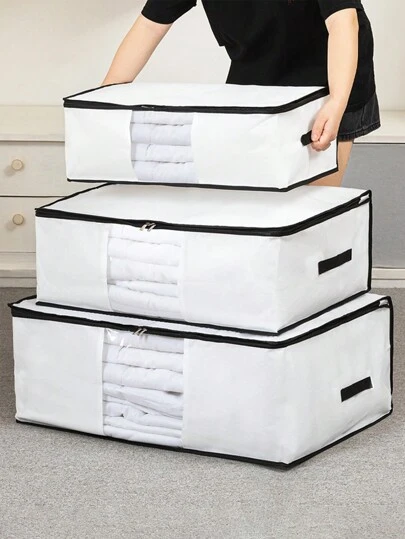 1PC/3PCS New Fabric Quilt Storage Bag, Large Capacity Clothing Quilt Sorting Bag, Dust-Proof And Moisture-Proof Luggage Moving Packing Bag, 3 Sizes To Choose From Bedroom, Organizer, Home Storage, For White T-Shirt Women, Black Pants Women, Ladies Winter Clothes, Dress, Winter Clothes For Ladies, Elegant Woman Dresses, White Shirt For Ladies, Long Sleeve, White Jumpsuit For Women, Spring Dresses For Women, Spring Outfits For Women, Spring, Spring Clothes, Minimalist, Summer Tops Storage
