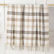 Summer Plaid Throw Blanket For Couch, Farmhouse Checkered Decor Throw, Lightweight Beige Throw Blankets For Bed Sofa,Living Room, 50"X60" - 米色&白色 - 查看 10