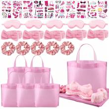 30pcs Women's Sleepover Party Supplies, Hair Bands, Eye Masks, Handbags, Party Tattoo Stickers Set, Spa Party Supplies, Sleeping Supplies, Pajama Party Accessories, Spa Party Gifts