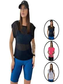 Fishnet Fabric Blouse For Training And Sports - 白色 - 查看 3