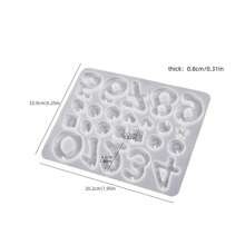 1pc DIY Epoxy Resin Mirror Surface 26 Letters & Numbers Asymmetrical Hole Keychain Pendant Silicone Mold - Transparent White - View 4