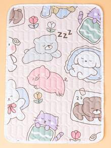 1 pieza Almohadilla acolchada con estampado de animales de dibujos animados lindos Oso/Conejo/Perro/Gato, base antideslizante e impermeable, adecuada para cuna/carriola, todas las estaciones, uso al aire libre - Multicolor - Ver 8