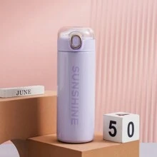 1 pièce Gobelet isotherme de 420 ml/14,2 oz avec paille, tasse de voiture pois, bouteille en acier inoxydable à double paroi, couvercle anti-fuite, portable pour boissons chaudes et froides en extérieur, retour à l'école - Multicolore - View 16