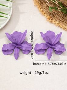 1 Pair Vacation Style Metal Flower Pendant Earrings, Suitable For Women's Daily And Party Outfits, Flower Design Is Random