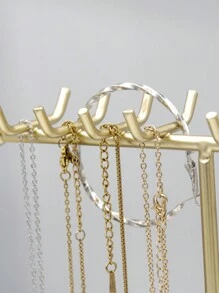 1 Pc T-Shaped Hanging Jewelry Stand, Gold And Black, 19 Cm Wide And 32 Cm High, Suitable For Organizing And Storing Necklaces, Earrings, Bracelets, Watches, Jewelry And Other Items, A Valentine's Day Gift - Multicolor - View 5