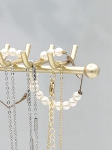 1 Pc T-Shaped Hanging Jewelry Stand, Gold And Black, 19 Cm Wide And 32 Cm High, Suitable For Organizing And Storing Necklaces, Earrings, Bracelets, Watches, Jewelry And Other Items, A Valentine's Day Gift - Multicolor - View 7