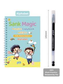 Magic Grooved Practice Copybook 1 Pack With Practice Disappearing Pen, Groove Reusable Magical Handwriting Workbooks, Tracing Letters Numbers, Math, Kindergarten Sight Words For Kids Ages 3-8 For Preschool - Multicolor - View 4