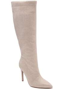Rhinestone Thigh-High Boots – Glamorous Stiletto Heel Boots - Beige - View 4