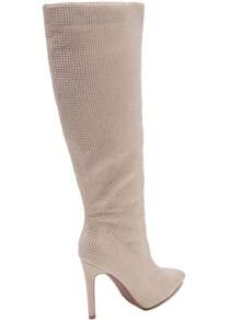 Rhinestone Thigh-High Boots – Glamorous Stiletto Heel Boots - Beige - View 7