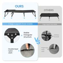 Cama plegable para camping con capacidad de 500 libras, sillón reclinable de 4 posiciones, cama plegable con colchón y almohada extraíbles, camas plegables portátiles para camping, hogar, oficina, jardín, piscina (negro gris)