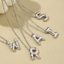 1 件气球光滑 A-Z 吊坠字母项链时尚简约链条锁骨链，节日礼物，适合女性日常佩戴