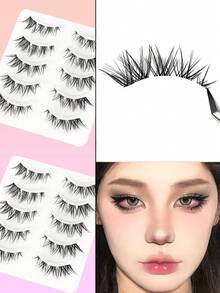 5 Pairs Inclined Stem Transparent Cartoon Fox Eyes Natural Curly False Eyelashes - Cat Eye Lashes - View 4