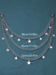 1 件朋克嘻哈星形吊坠多层锌合金链带配件，时髦腰链裤子装饰，20.47 英寸夏季、学校秋冬配饰万圣节服装，适合青少年、青年、男士、休闲、户外、运动、度假、毕业礼物、生日、日常穿着