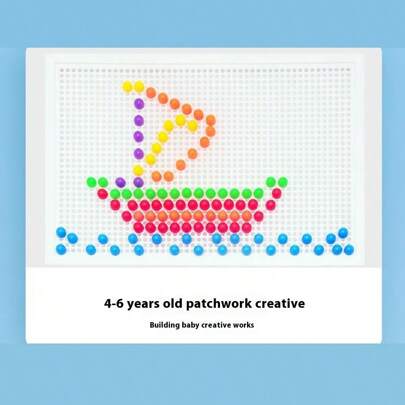 380pcs Mushroom Nail Puzzle Educational Toy, Letter & Number DIY Jigsaw Toy, Develops Imagination, Ideal Gift For Children On Christmas Or Birthday, Comes In Colorful Box Packaging