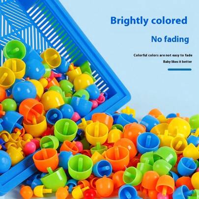380pcs Mushroom Nail Puzzle Educational Toy, Letter & Number DIY Jigsaw Toy, Develops Imagination, Ideal Gift For Children On Christmas Or Birthday, Comes In Colorful Box Packaging